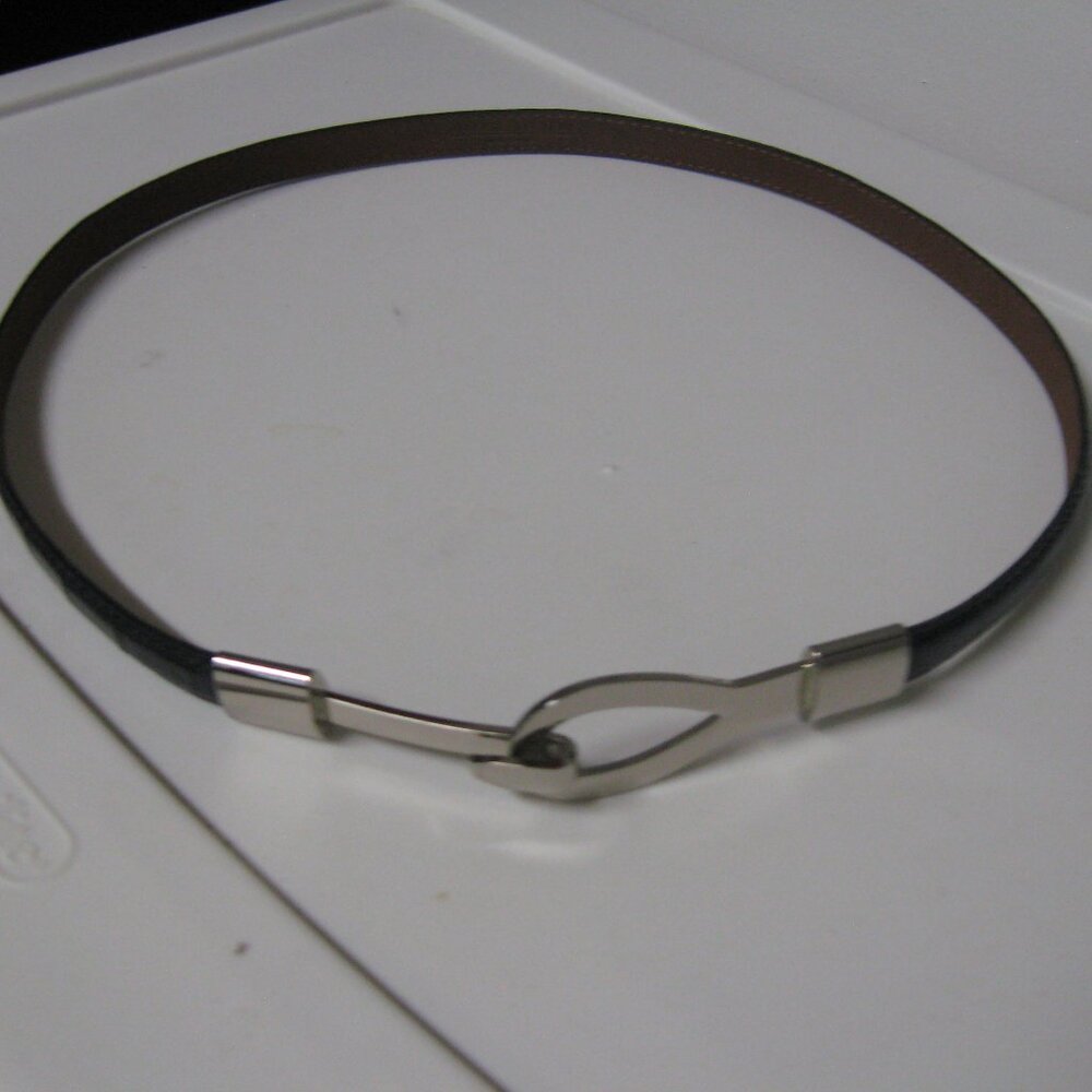 Black Leather Belt with Silver accents